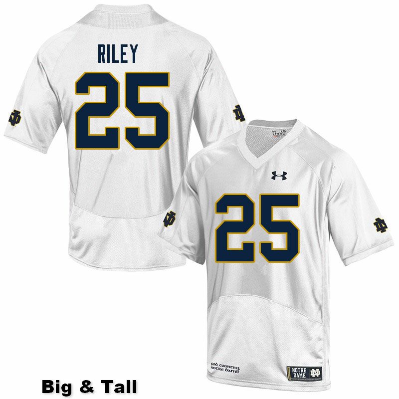 Men's NCAA Notre Dame Fighting Irish #25 Philip Riley Stitched College Under Armour Authentic White Big & Tall Football Jersey WK10O77TI